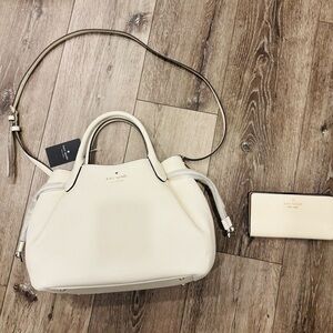 NWT kate spade large Dumpling Cream Leather Shoulder Satchel and wallet